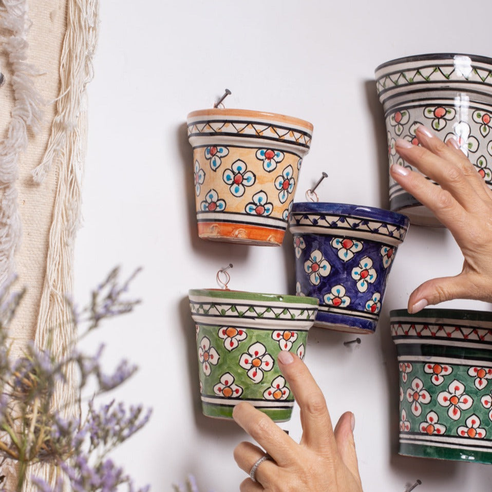 moroccan plant pot Hand Painted Moroccan Wall Planter